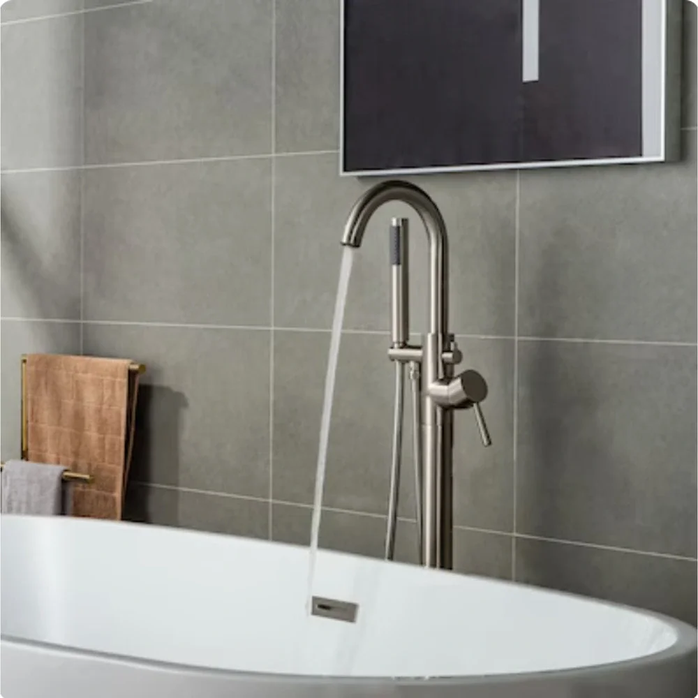 WOODBRIDGE F0001BN Freestanding Tub Filler with Hand Shower Brushed Nickel